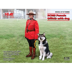 ICM 16008 1:16 RCMP Female Officer with dog (Девушка-офицер Королевской Канадской конной полиции с собакой)